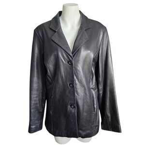 Boston Harbour Women's Large Genuine Leather Lined Jacket‎ Button-Up